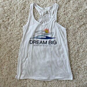 Express Womens Scoop Neck Sleeveless Racerback Dream Big Tank Top White Medium